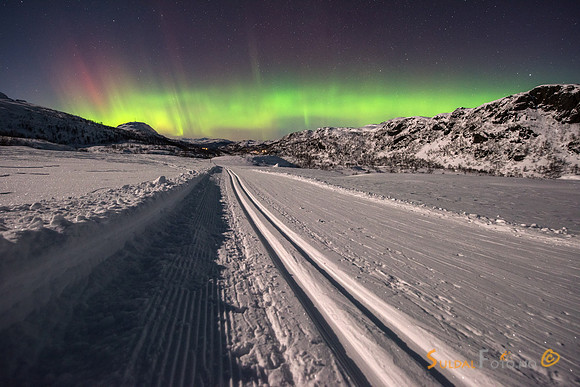 Nordlys. Frå Langeliløypa ved Gullingen.